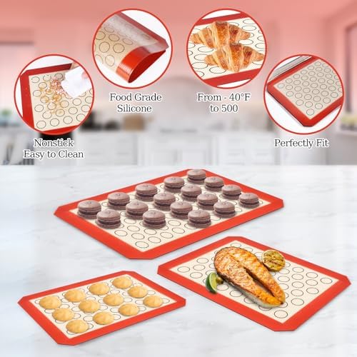 Baking Sheet with Silicone Baking Mat Set, 3 Pans + 3 Mats