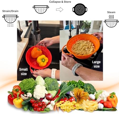 Silicone Colander, Collapsible Colander, Kitchen Food Strainer
