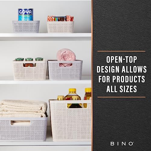 BINO 5-Pack Small Woven Plastic Baskets, Natural