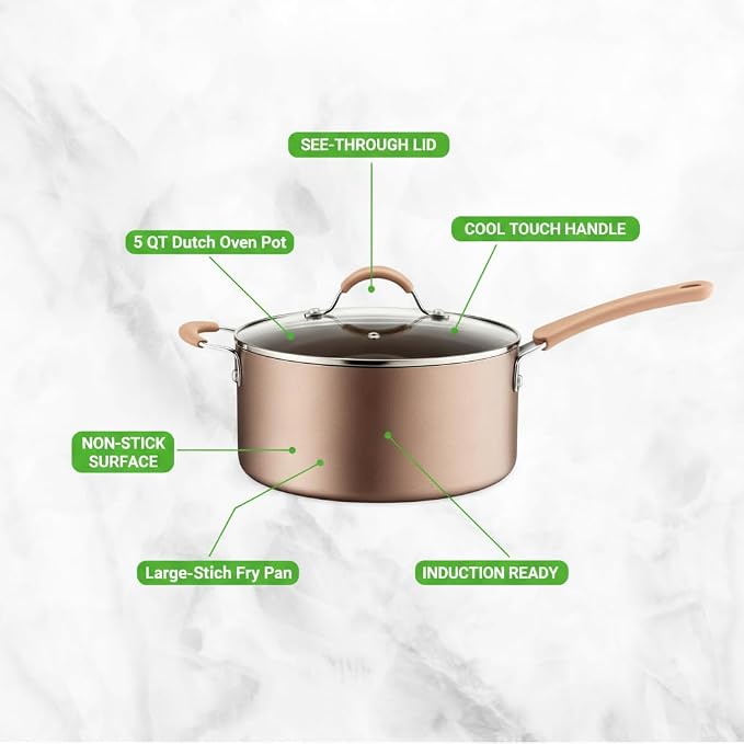 NutriChef 14-Piece Pots and Pans Set Non Stick – Induction Cookware Set - Image 4