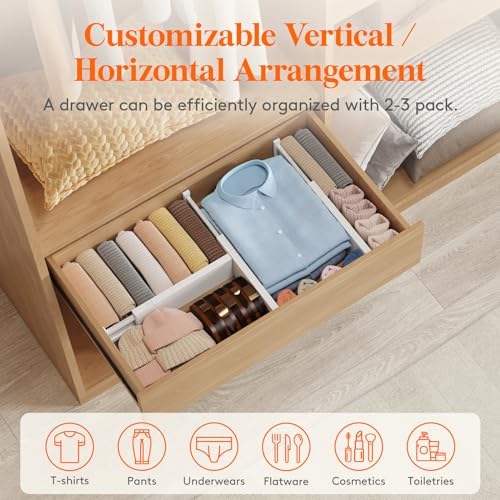 Lifewit 4" High Upgrade Drawer Divider, Adjustable Drawer Organizer