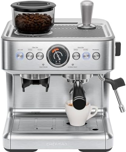 Chefman Crema Supreme 15 Bar Espresso Machine, Stainless Steel