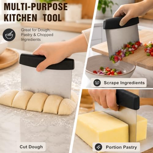Stainless Steel Bench Scraper Dough Cutter with Measurement Marks