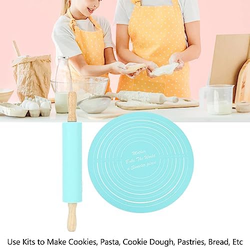 Silicone Rolling Pin Set with Kneading Pad, Non Stick Dough Rolling