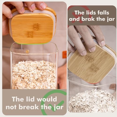 2-Pack 3.4Qt Large Glass Flour Sugar Storage Containers with Lids