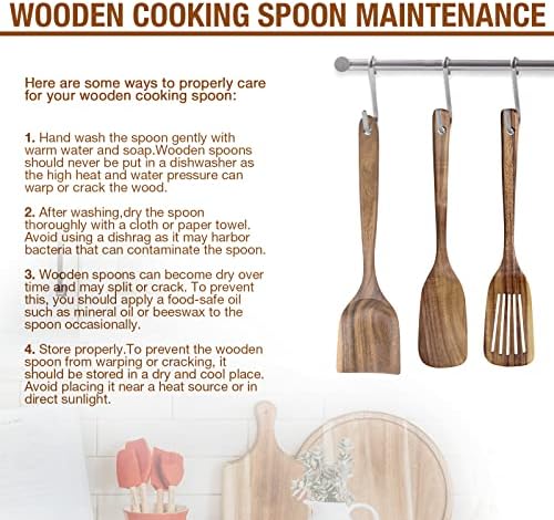 Teak Wood Kitchen Utensil Set - 11-Piece Heat-Resistant Cooking Tools