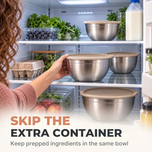 20 PCS Stainless Steel Mixing Bowls with Airtight Lids, 6 Nesting