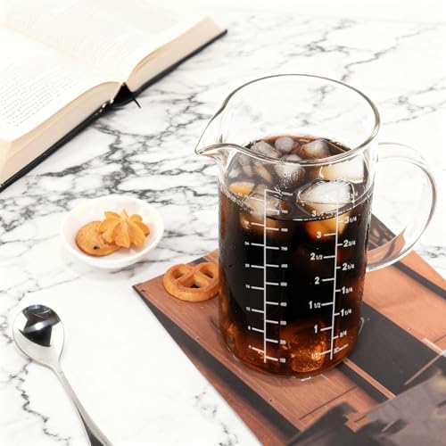 BCnmviku Glass Measuring Cup, Insulated handle, V-Shaped Spout, High