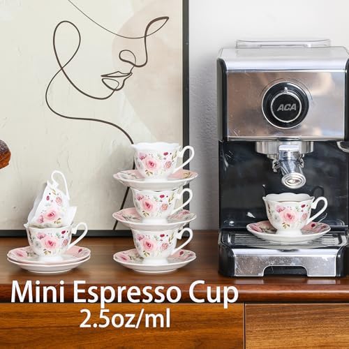 2.5oz Porcelain Demitasse Set of 6, 75ml Espresso