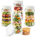 4Pack Glass Salad Jars with lids meal prep- 32oz Leakproof container