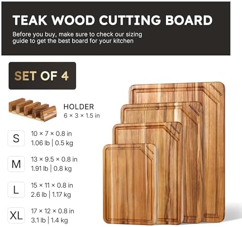 Teak Wood Cutting Board for Kitchen Non Slip Charcuterie Board