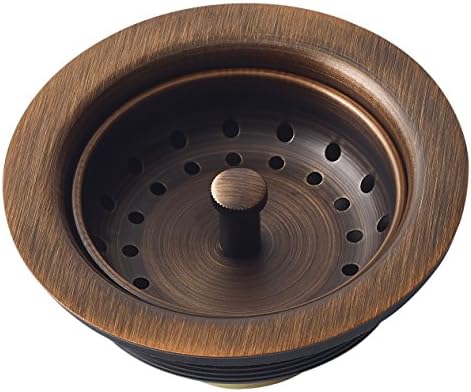 Sinkology TB35-01 Kitchen Sink Basket Strainer, Antique Copper