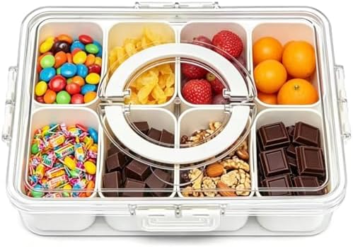 Snack Containers with Lids, 8 Compartment Bento Snack Box for Adults &