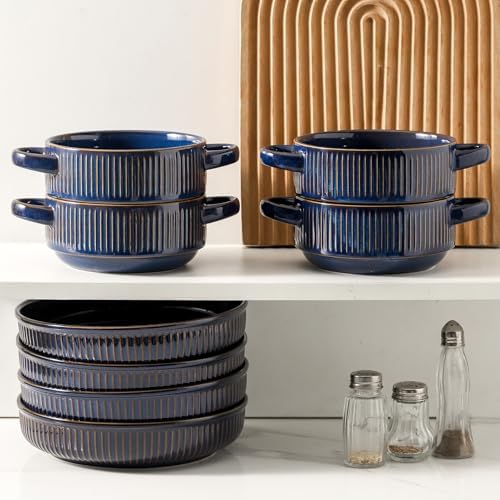 Soup Bowls with Handles, 23 oz French Onion Soup Crocks, Stackable