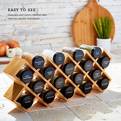Kamenstein Criss Cross 18 Jar Bamboo Spice Rack with Spices Included