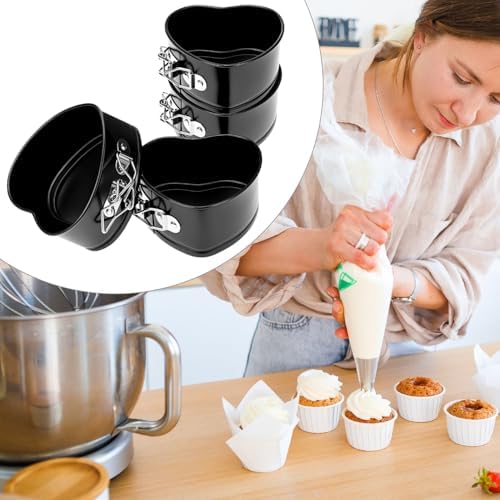 QWORK Springform Cake Pan Set - 4 Pack 4-Inch Non-Stick Leakproof