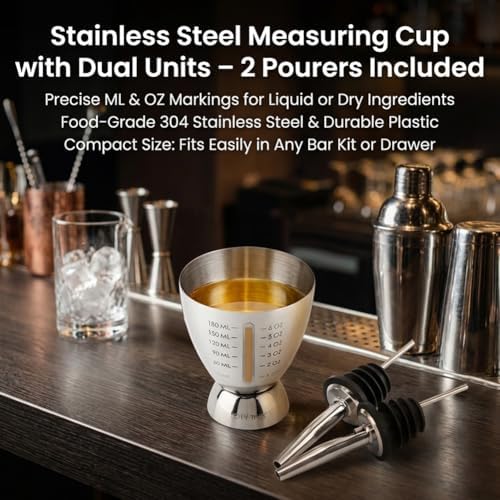 Stainless Steel Cocktail Measuring Jigger with 1-6oz and 30-180ml