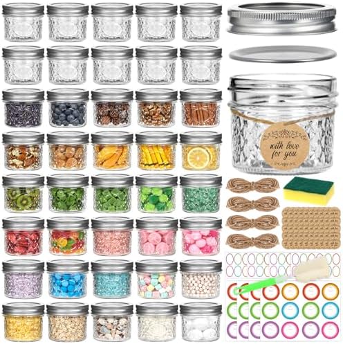 4oz Glass Mason Jars with Airtight Lids, 40 Pack