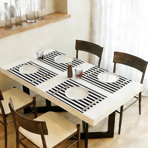 Black and White Striped Placemats Set of 4, Kitchen Table placemats