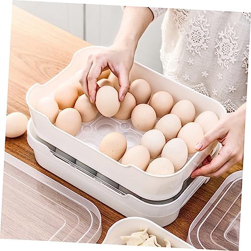 Egg Storage Box Drawer Type PP Tray with Lid for Fridge