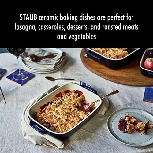 Staub 2-Pc Rectangular Ceramic Baking Dish Set, Blue