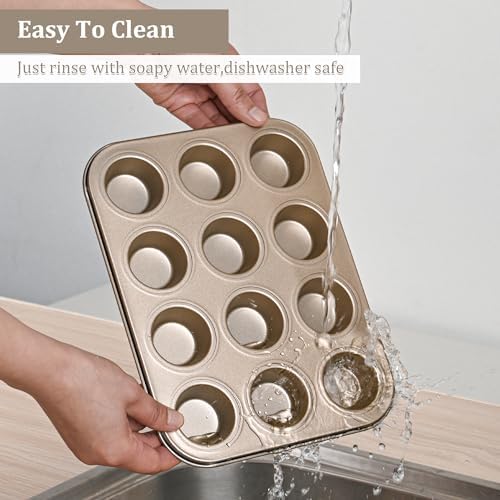 Mini Muffin Pan 2-Pack, Premium Small Cupcake Pans, Carbon Steel