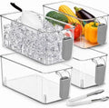 Pumtus 4 Pack Clear Ice Bins for Freezer, Plastic Ice Bucket with