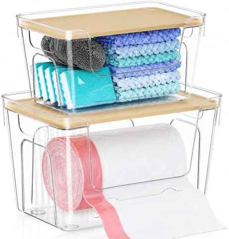 VOOWO Trash Bag Holder, 2 Pack Clear Trash Bag Dispenser with Plastic
