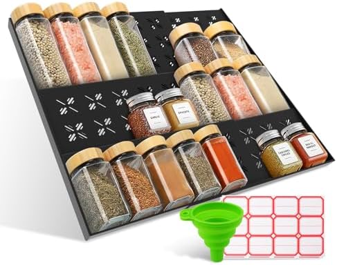 Adjustable 3-Tier Drawer Spice Organizer – Thick Plastic, Non-Slip