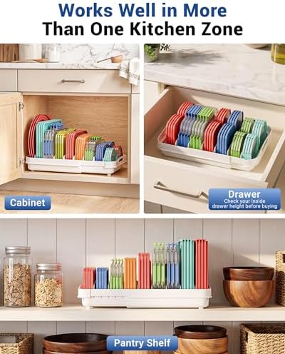 EVERIE Expandable Food Container Lid Organizer, 8 Dividers
