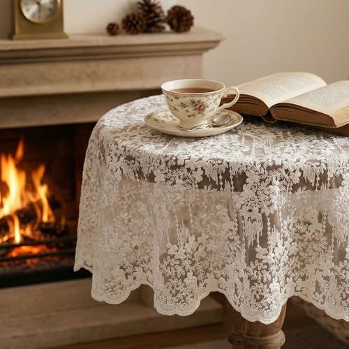 JE JOUE French Embroidery Lace Tablecloth - Rectangular for Coffee