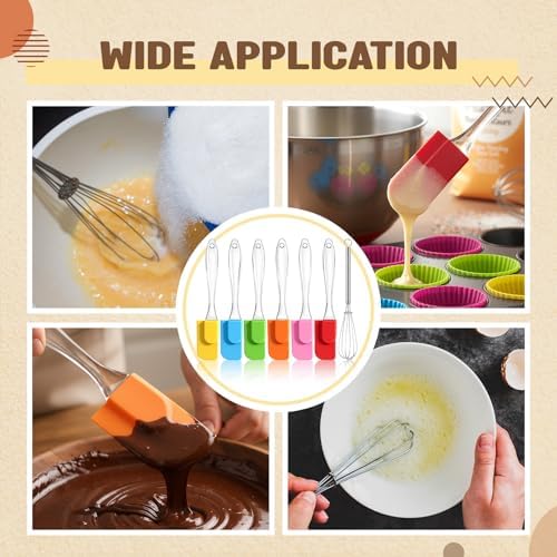 Baderke 24 Pcs Mini Silicone Spatula Stainless Steel Whisk Set, 7"