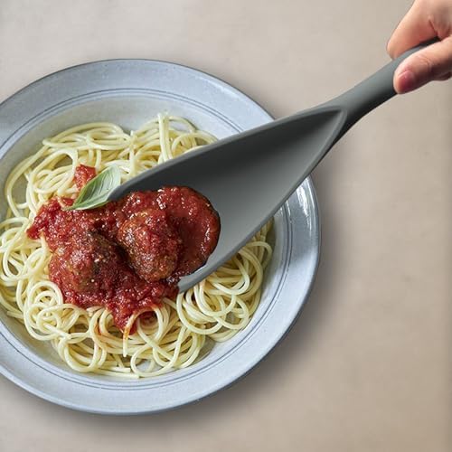 Silicone Cooking Spoon Spatula For Non-stick Cookware,12.6" Grey