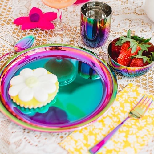 Ahimsa Stainless Steel Kids Utensil Set, Rainbow, 8-Piece Set