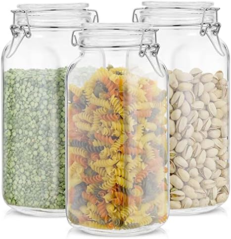 JoyJolt Airtight Glass Jars with Lids Set of 3. 78oz Glass Jar with