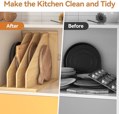 tonchean Wood Tray Dividers for Cabinet with 3 Sections