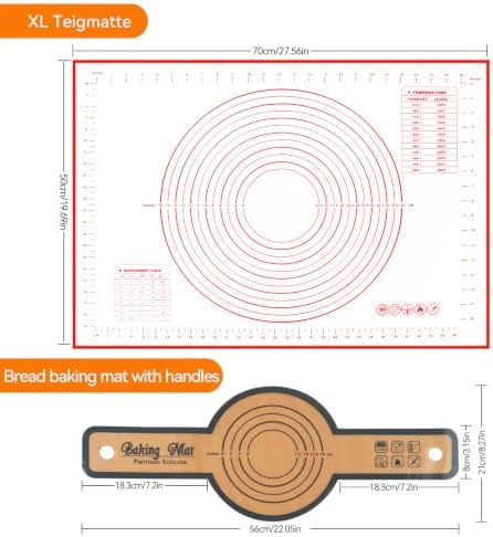 Silicone Baking Mat Set, 3 Pieces, Bread Slings and 28 x 20 Inch