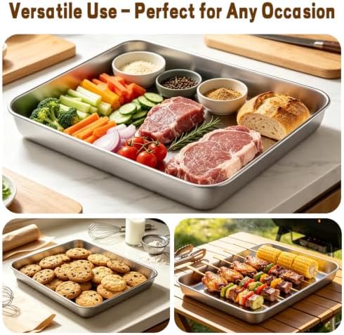 Stainless Steel Baking Sheet Set, Half and Quarter Cookie Pans