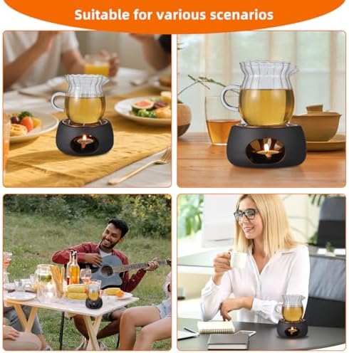 1 Set Ceramic Teapot Warmer Heating Base, Japanese Style 4.72x2.36