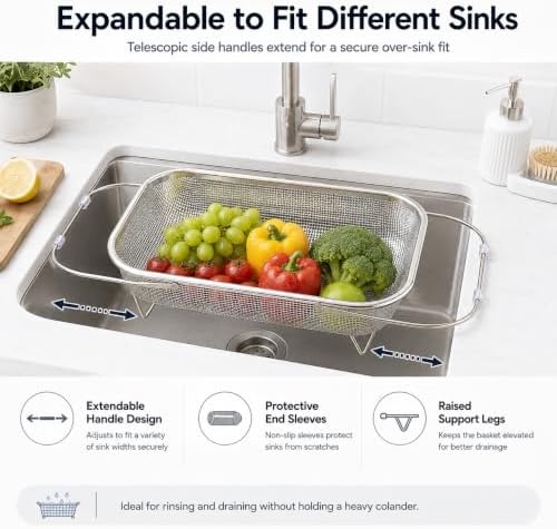 Stainless Steel Telescopic Drainer Basket Expandable Sink
