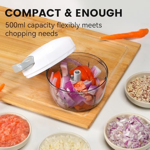 Manual Food Processor & Vegetable Chopper White - 2.3 Cup Mini