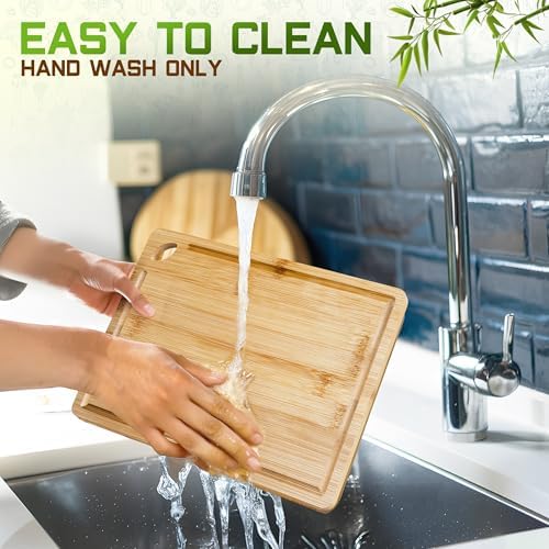 Bamboo Cutting Board Set of 3 (15x10, 12x9, 9x6) – Extra-Thick, Deep