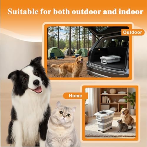 24-28 Lbs Airtight Collapsible Dog Food Storage Container with Wheels