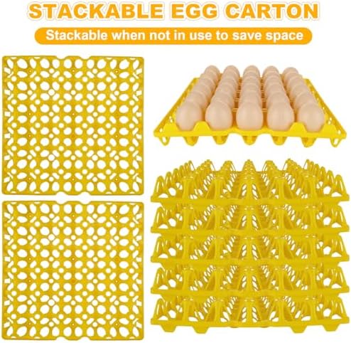 12 PCS Plastic Egg Trays, 30-Egg Flats, Yellow