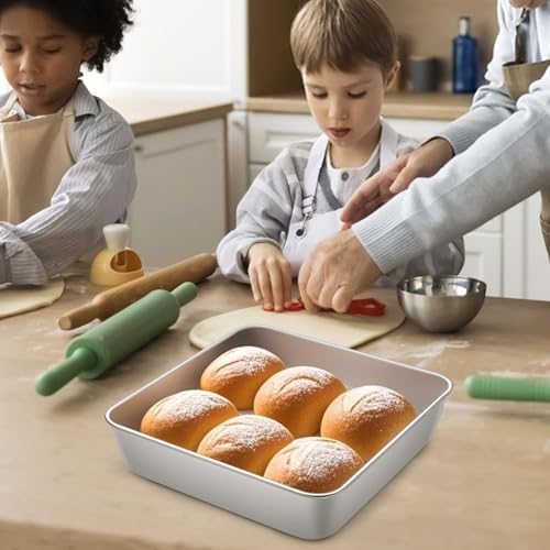 LIANYU 2 Pack 8 x 8 Inch Square Cake Pan, Stainless Steel Baking Oven