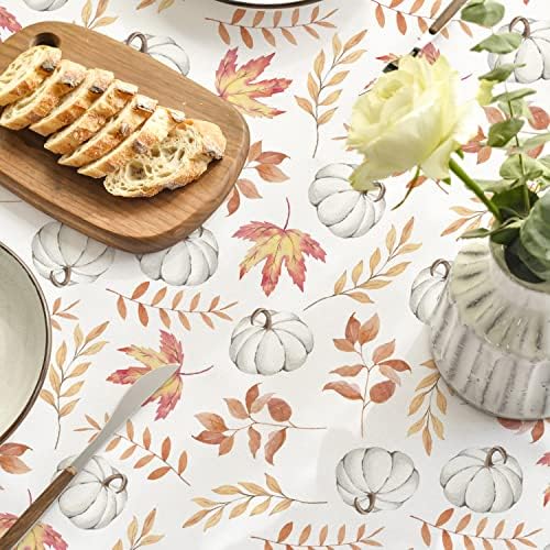 Horaldaily Fall Tablecloth 60 x 60 Inch Round Thanksgiving Orange Leaf