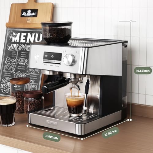 Gevi 20 Bar Espresso Machine with Grinder & Steam Wand