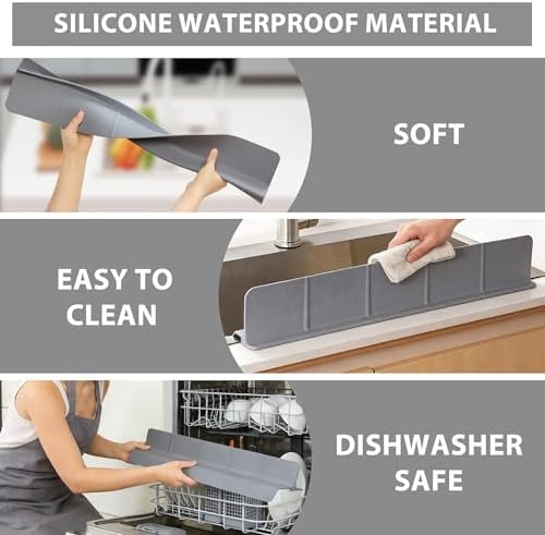 Silicone Sink Splash Guard for Kitchen, Dark Grey, 23''x3.5''