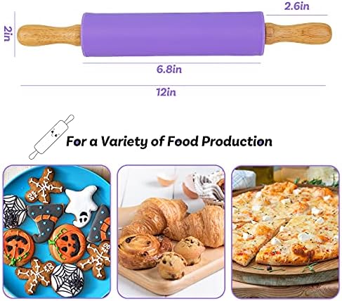 Koogel Rolling Pin for Baking, 12 Inch Non-Stick Silicone Surface