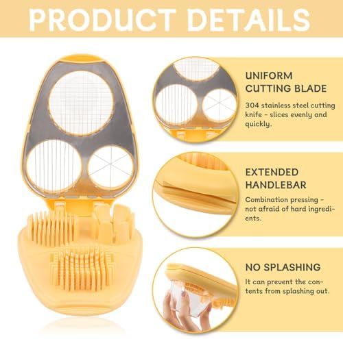 3 in 1 Boiled Egg Slicer, Manual Egg Slicer for Hard Boiled Eggs, 3